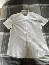 Next Men’s White Short Sleeved Shirt Slim Fit Size Medium