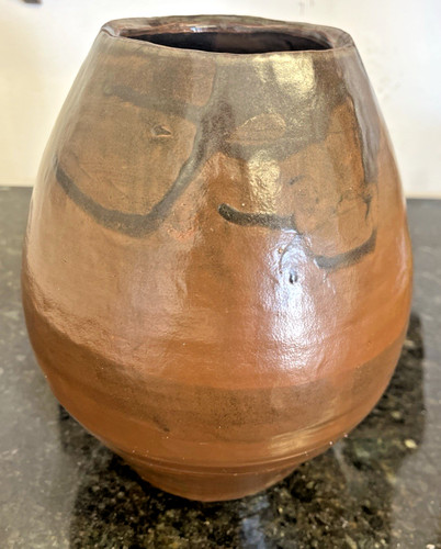 Studio pottery vase brown - studio,