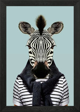 donkey zebra portrait Framed