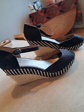 Monsoon Lightweight Black Suede Effect Wedge Sandals 6/39