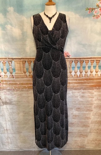 Evening dress black silver - evening,