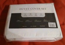 Luxury White Duvet Cover SET Stripe Quilt Cover Pillowcases Super KING