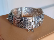 Vintage Cuff Bangle Camel & Hand of Fatima Bracelet Silver Plated Egyptian