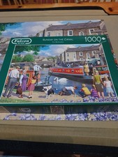 falcon deluxe 1000 piece jigsaw puzzle-Sunday On The Canal-- COMPLETE