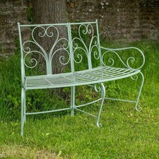 Shabby Chic Heart Bench Green