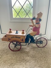 Vintage Ice cream Man Seller Bike, Tricycle Wooden, Metal And Papier-Mâché.