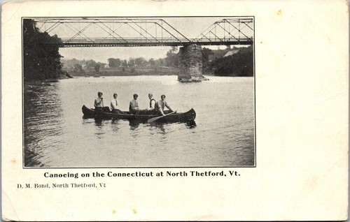 Vintage postcard men canoe - men, in