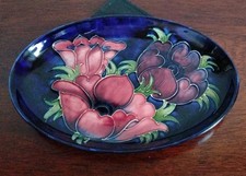 MOORCROFT ANEMOME OVAL BOWL DISH WALTER MOORCROFT SIGNATURE 23CM ENGLAND