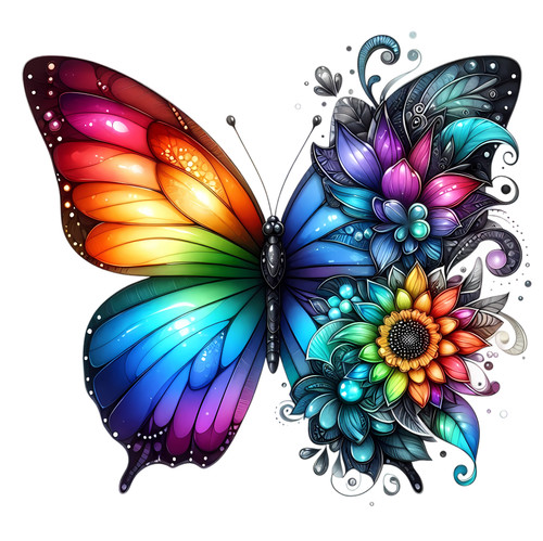 Floral morpho butterfly - morpho, vinyl