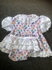 Adult Baby Sissy dress set  , WHITE Satin and cute  up to 48" Chest new design