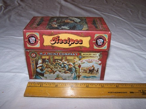 Vintage metal recipe card box - vintage,