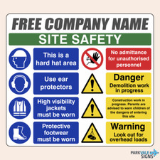 Construction Site Safety Sign (Demolition Work) with FREE Company Name
