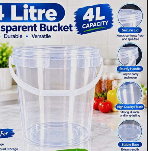 Clear plastic round bucket - 4,