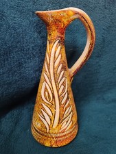 Tall Ceramic Rustic Jug In Autumnal Colours