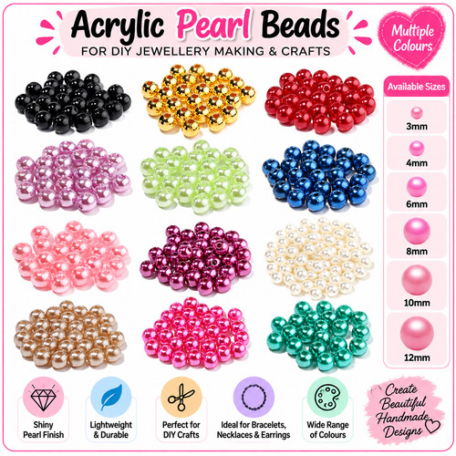 1000x quality pearl beads - 1000x, 3mm