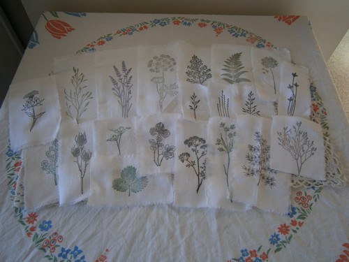 Hand stamped cotton fabric - cotton,