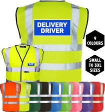 DELIVERY DRIVER Printed Hi-Vis High Viz Visibility Safety Vest Waistcoat Tabard