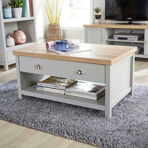 Coffee table drawer - coffee, grey