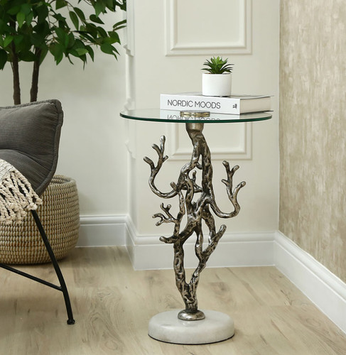 Silver glass top side - , tables