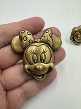 Pair Of Disney Drawer Pull MINNIE MOUSE Brass Cabinet Door Knob Handles 2”