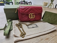 Gucci Marmont Super Mini Leather Shoulder Bag Red 2022