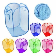 FOLDABLE LAUNDRY BAG BIN POP UP MESH WASHING LAUNDRY BASKET BAG HAMPER STORAGE