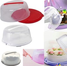 33cm Multicolour Round Cake Storage Carrier Box Container Clear Lockable Cover