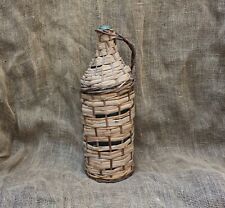 Antique Wicker Wrapped Demijohn Bottle Basket Jug Decorative Cottage Ornament