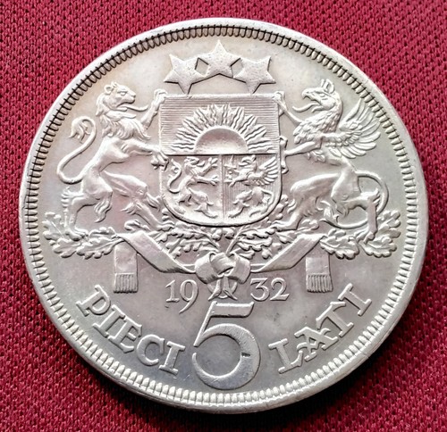1932 latvia lati silver coin - 1932,
