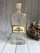 Antique Glass Latin Sodii Chloridum Sodium Chloride Tablet Apothecary Bottle