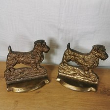 Pair Of Vintage Brass Dog