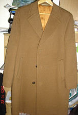 VTG CROMBIE CLOTH of SCOTLAND PURE WOOL OVERCOAT DARK CARAMEL SIZE 42-44 CHEST