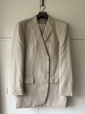 Mens Butler & Webb Beige/Taupe 55% Linen Blend Suit Size 42R Waist 36” Leg 30”