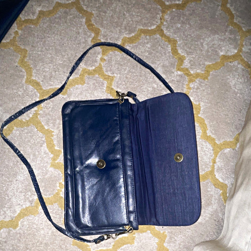 Navy leather crossbody - navy, bag