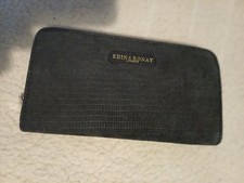 Edina Ronay Women's Black Suede Purse with Card Spaces and Metal Zips BNWT