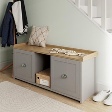 Grey 2-Door Shoe Storage Bench
