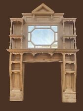 V LARGE VICTORIAN PINE ANTIQUE FIRE SURROUND OVERMANTEL FIREPLACE RECLAIMED WOOD