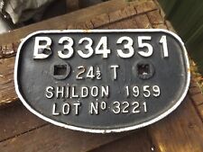 old vintage SHILDON 1959 RAILWAY CARRIAGE WAGON D PLATE SIGN very rare barn find