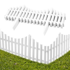 CLEARANCE KCT Plastic White Garden Picket Fence - 8 Panels Per Pack - BARGAIN