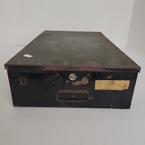 Vintage metal strongbox bank - vintage,