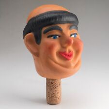 Vintage French 1950s 60s Cast Resin Stopper Wine Cork Caricature Head