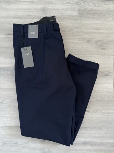 Mens navy blue pleat - navy, front