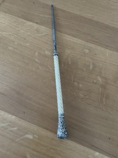 Large, Antique Wand, Occult, wiccan, Silver and bone, hallmark Silver 1889