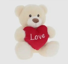 NEW PLUSH 35cm BARNEY CREAM TEDDY BEAR WITH HEART KEEL ECO CUDDLY ROMANTIC LOVE