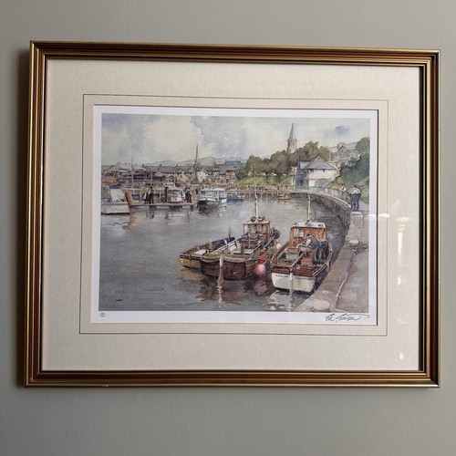 Scottish harbour watercolour - scottish,