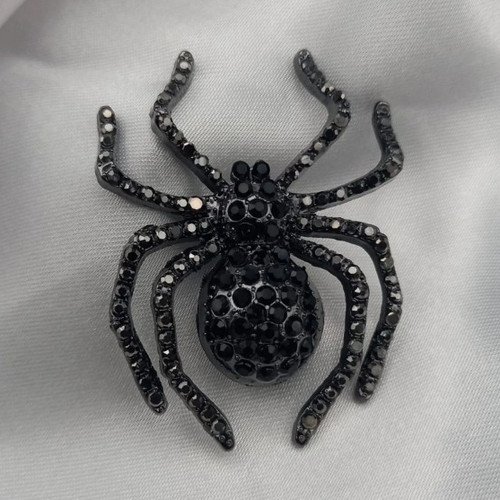 Black spider brooch - black,