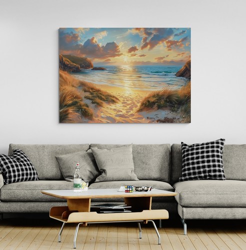 Sunset beach seascape canvas - seascape,