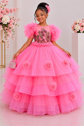 Girls pink prom ball gown - pink,