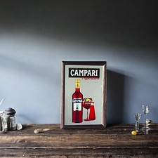 Campari Bottle Style Wooden Framed Small Mirror | Pub Mirror 33x23 cm