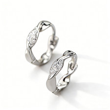 Rhodium Plated CZ Gem Twist